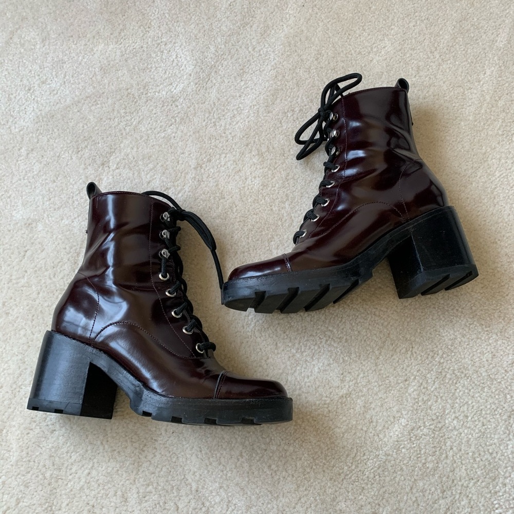 Wine Patent Leather Booties